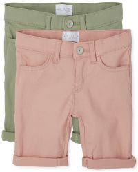 Girls Roll Cuff Twill Skimmer Shorts 2-Pack | The Children's Place