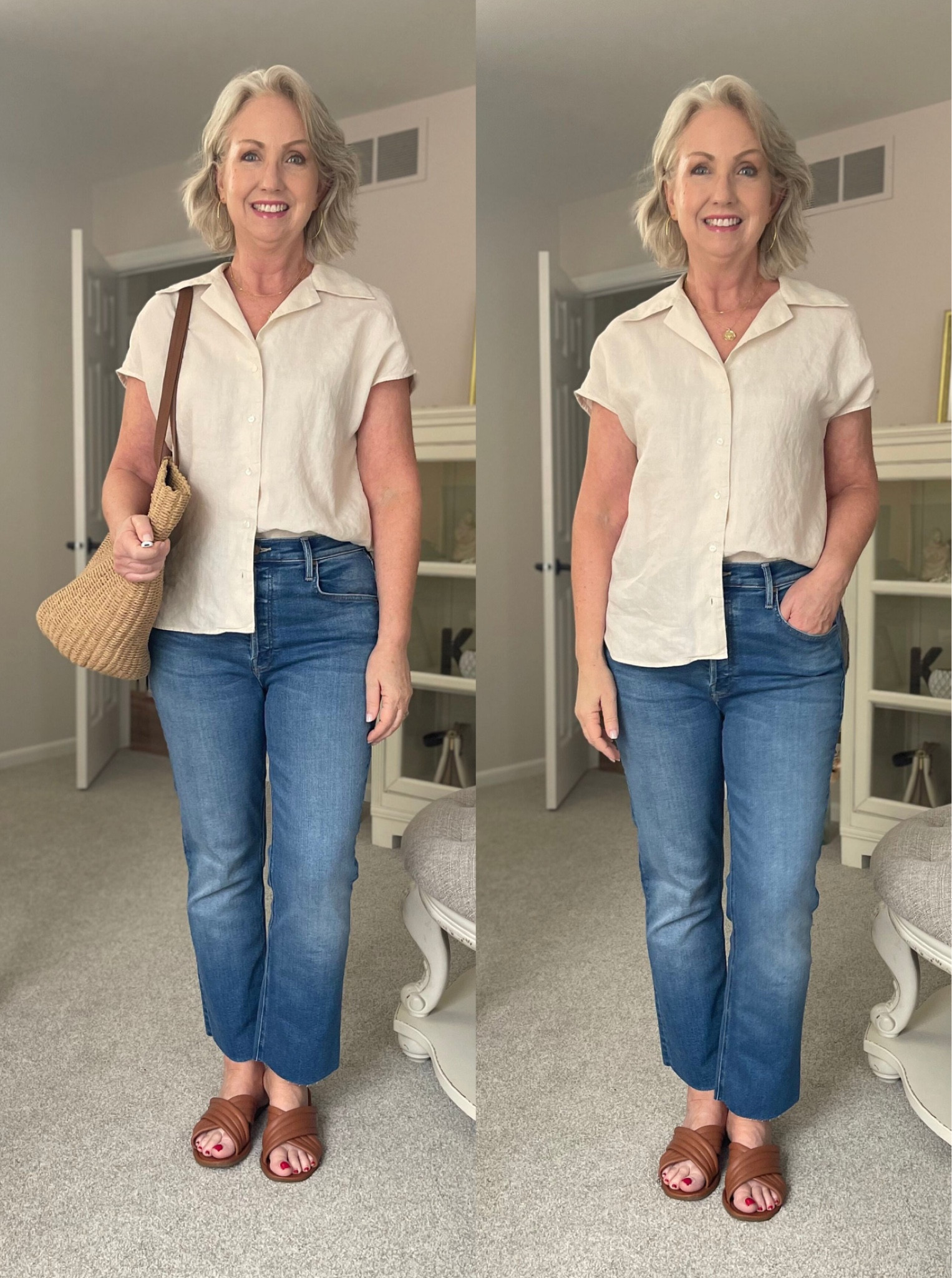 This was one of my favorite outfits of the week. These Mother jeans are extremely soft and I love the way that they fit. I topped them casually with this short sleeve linen button up from Banana Republic. 

#LTKstyletip #LTKFind #LTKSeasonal