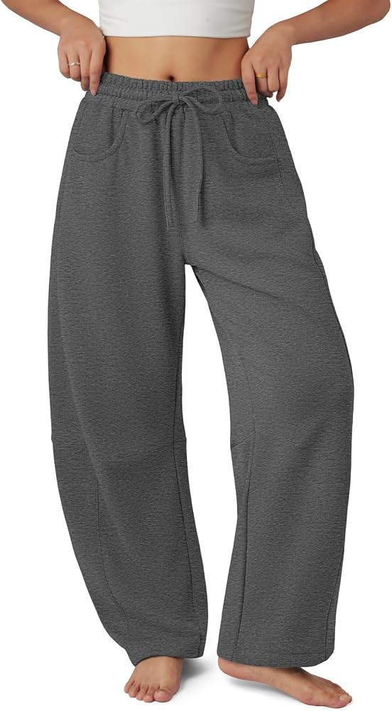 ATHMILE Barrel Sweatpants Women Fall Fashion Wide Leg Pants 2026 Baggy Lounge Comfy Flowy Sweat P... | Amazon (US)