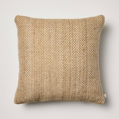 18"x18" Neutral Woven Indoor/Outdoor Square Throw Pillow Beige/Natural: Weather-Resistant, Textur... | Target