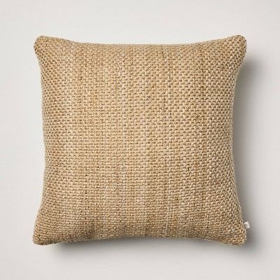 18"x18" Neutral Woven Indoor/Outdoor Square Throw Pillow Beige/Natural - Hearth & Hand™ with Ma... | Target