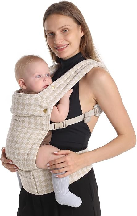 GROWNSY Baby Carrier, Infant 7-44 lbs, with Head Support, Beige Houndstooth | Amazon (US)