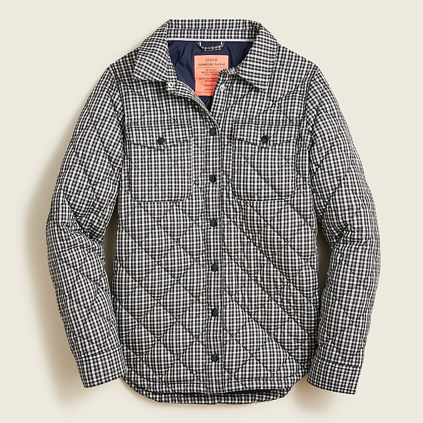 Quilted puffer shirt-jacket with PrimaLoft® in plaid | J. Crew US