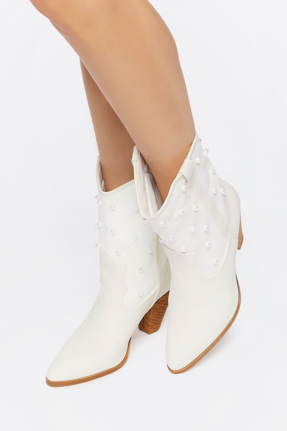 Faux Leather & Pearl Cowboy Boots | Forever 21 | Forever 21 (US)