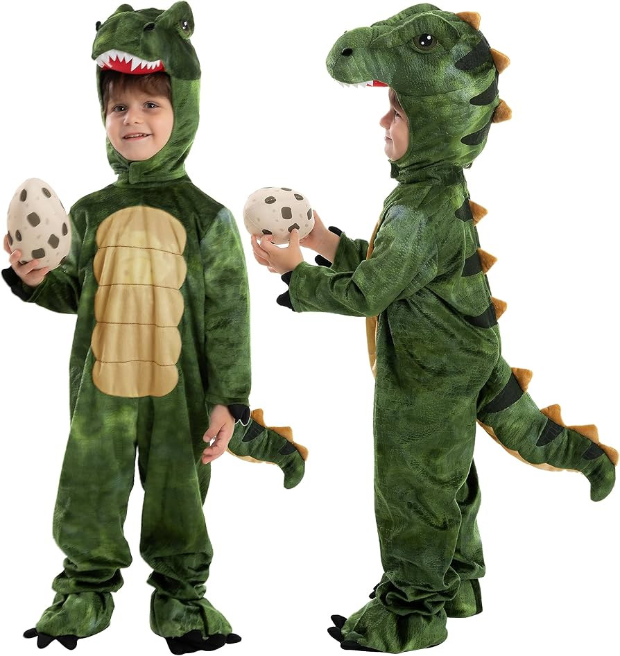 Spooktacular Creations Child Green Realistic T-rex Costume Dinosaur Jumpsuit with Toy Egg for Boys H | Amazon (US)