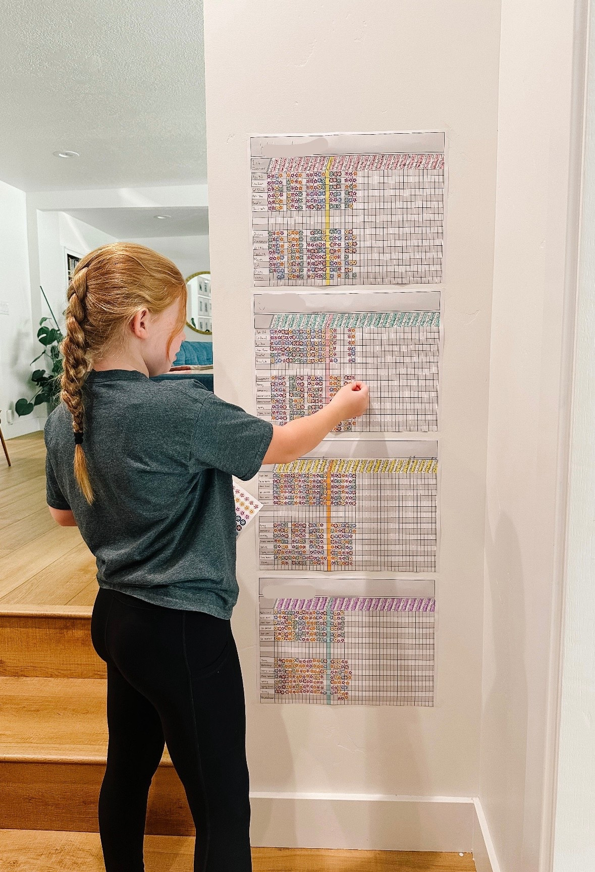 We used these sticker charts last year and are using them again this year! 

I put the dates along the top and the daily chores and school assignments down the left side 