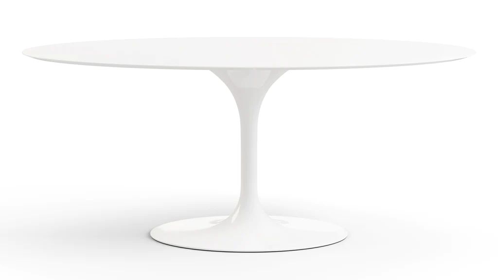 Tulip Table - Oval Tulip Dining Table, White Lacquer | Interior Icons