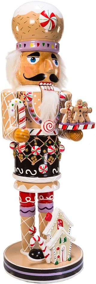 Kurt Adler 16-Inch Wooden Gingerbread Christmas Nutcracker (Color May Vary),Brown/Beige | Amazon (US)