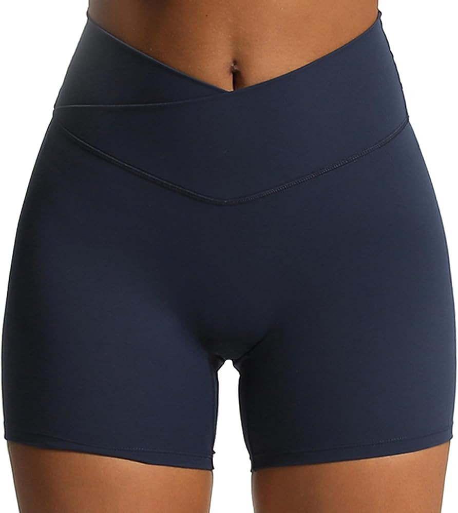 Aoxjox Trinity Workout Biker Shorts for Women Cross-Waist Crossover High Waisted Tummy Control At... | Amazon (US)