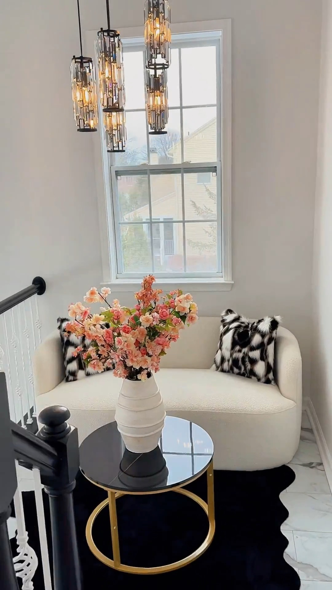 Utilizing this little space in our staircase and adding some decor finds. 
It’s amazing what a simple rug can do to elevate a space💯 
Tap below to shop! Follow me @omabelle for more Fashion, Home & everything inbetween. Glad to have you here!!! 💕😊🙏

Home | Home decor |Entryway decor | Entryway table | console table | Buffet table | Accent table
Pottery barn | Amazon home
Restoration hardware look for less |Luxe for less | Entryway ideas | Foyer table | Foyer decor | Sofa table | Black sofa table | Black console | Black accent table
| Black wooden table |Living room decor | Rugs | Area rug | Neutral rug | Living room family room rug | Sofa sectional | Washable cleanable sofa | Family friendly sofa furniture | Stain resistant fabric sofa | Cloud sofa | Family kid toddler | pet friendly sofa | Coffee table | Livingroom | Home decor | bedding | bedroom | fall decor |  fall porch | dresser | rug | kitchen | dispenser | cutlery set | knives 

#LTKHome #LTKU #LTKSeasonal