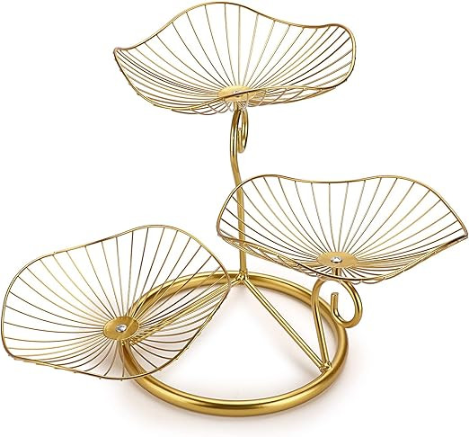 OwnMy 3-Tier Fruit Basket Stand Decorative Iron Fruit Bowl, Metal Wire Fruit Holder Storage Trays... | Amazon (US)