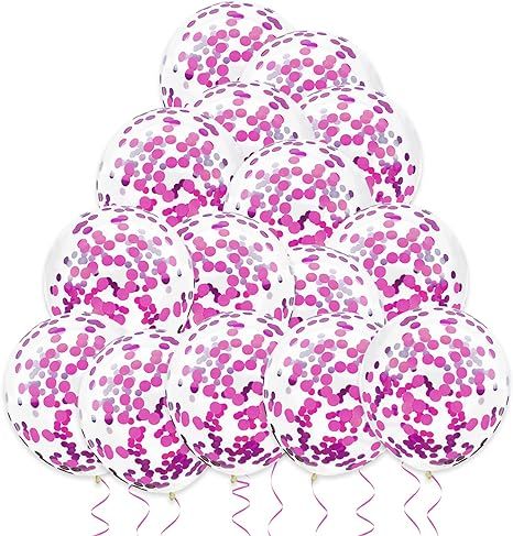 Hot Pink Confetti Balloons 24 Pieces, 12 Inch Clear Latex Balloon with Confetti Inside for Gradua... | Amazon (US)