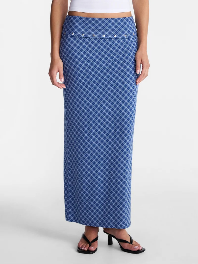 No Boundaries Foldover Knit Maxi Skirt, Women's XXS-XXL | Walmart (US)