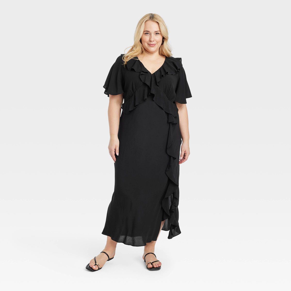 Women's Ruffle Short Sleeve Maxi Dress - A New Day™ | Target