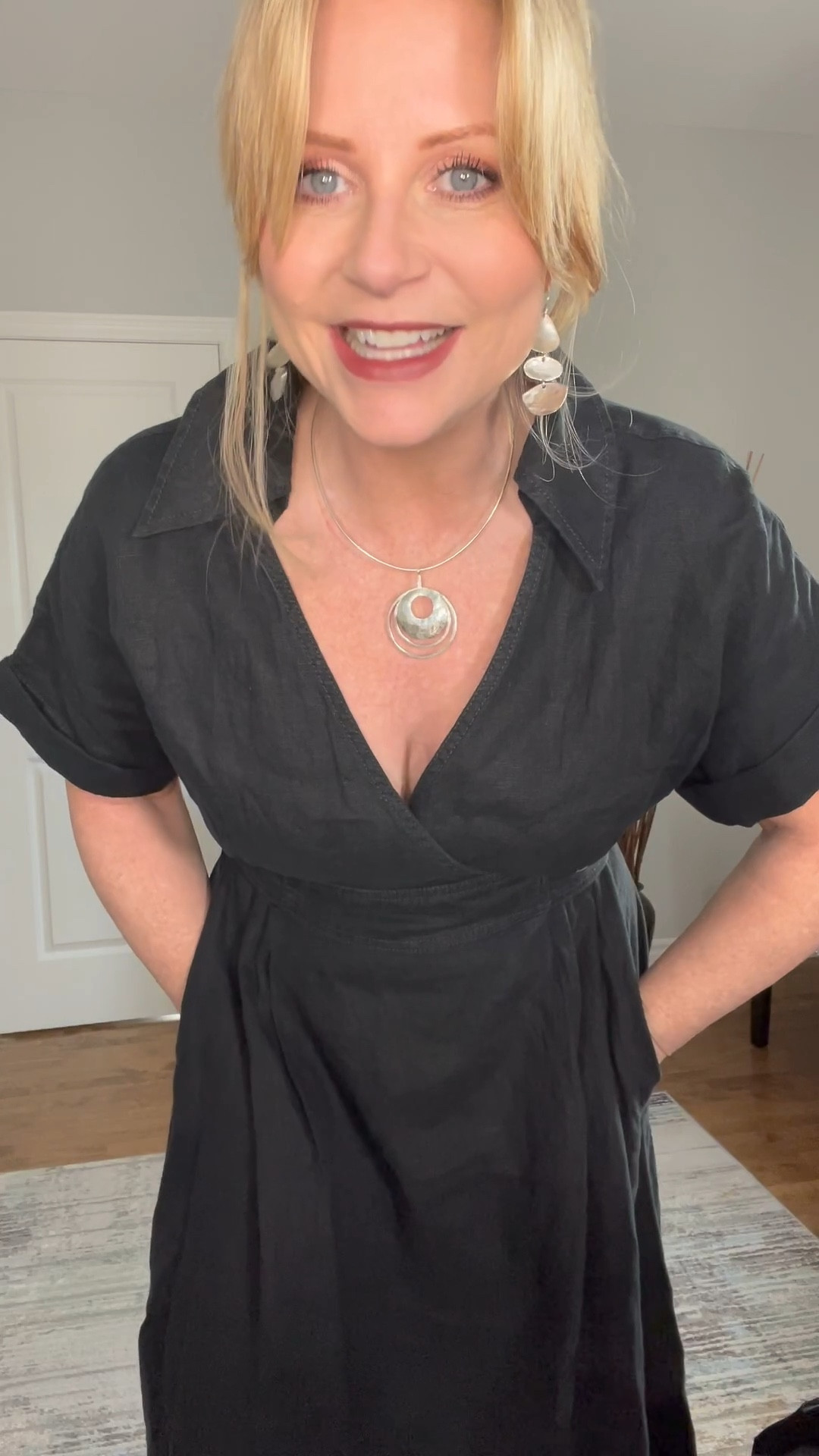 Banana Republic Black Linen Dress 
US Store & Canadian Store

This dress is so flattering and comfortable! 
I used fashion double sided tape to keep the v-neck in place and it worked beautifully. 

#LTKFind #LTKstyletip #LTKcurves