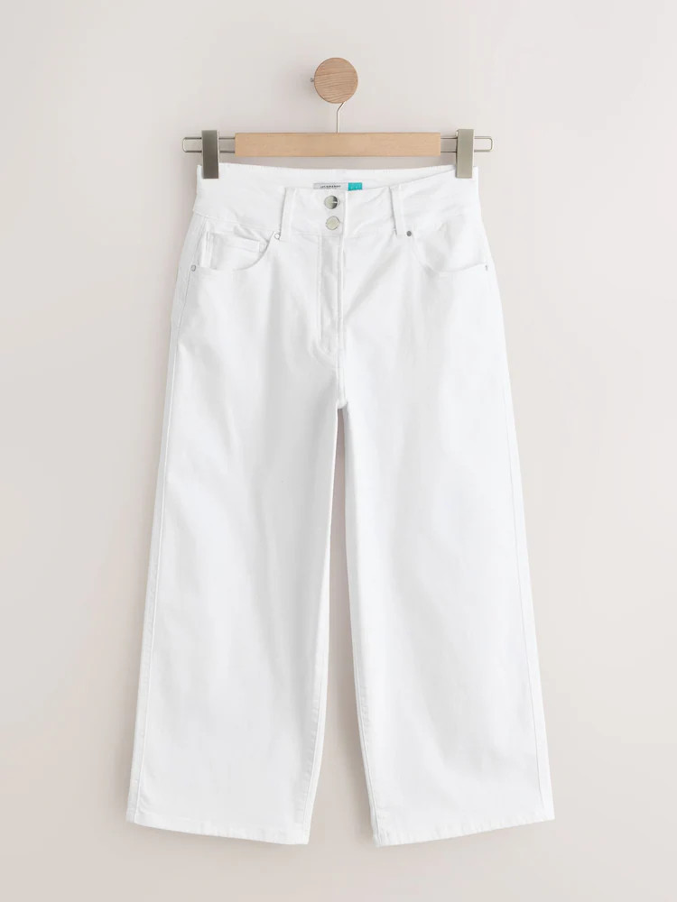 White Lift, Slim & Shape Wide Cropped Jeans | Next US