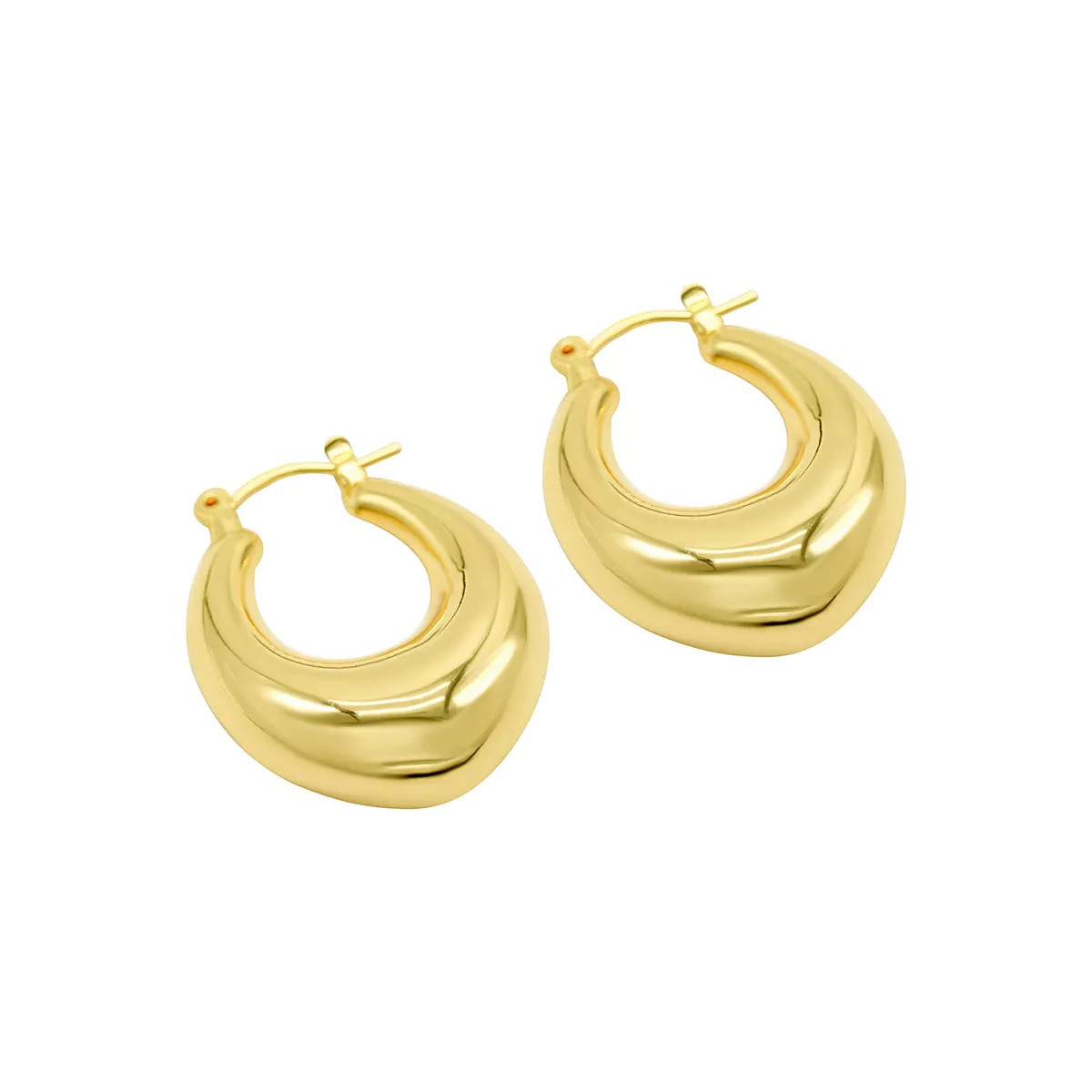 Adornia 14k Gold Plated Domed Oval Hoop Earrings | Target