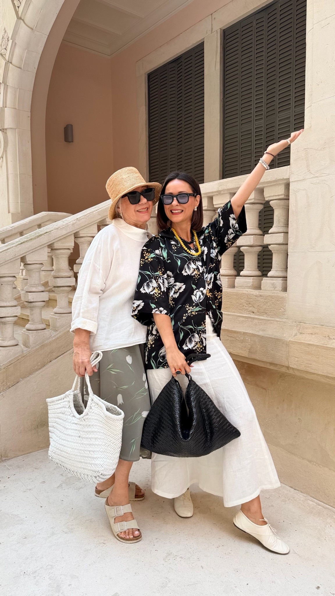 I linked only hat, bag and her sandals because the skirt and the top were sewn by my Mom! Yep! She does it regularly… 😊