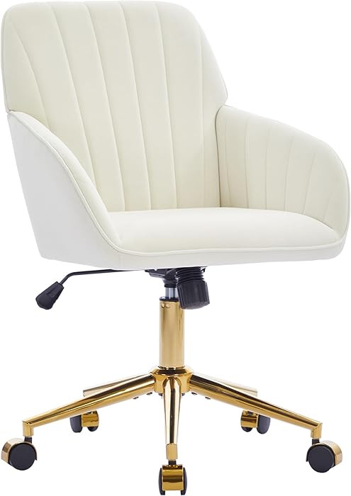 YITAI Velvet Office Desk Chair with Wheels and Gold Base,Modern Height Adjustable 360 Degree Swiv... | Amazon (US)