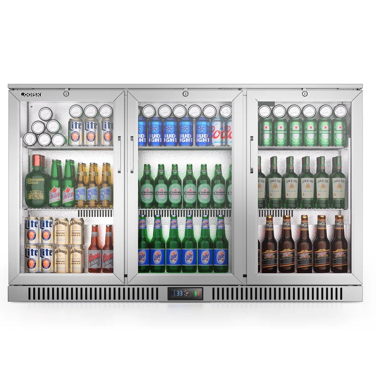 Coolski Beverage Refrigerator With 3 Doors, Commercial Back Bar Cooler For Beer Soda Wine, Counte... | Wayfair North America