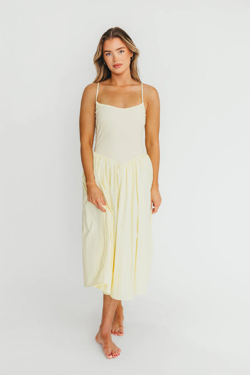 Lucy Midi Dress in Yellow | Worth Collective