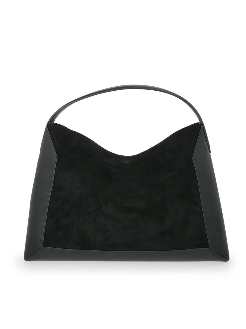 Scoop Women's Faux Suede Hobo Tote Bag, Black | Walmart (US)