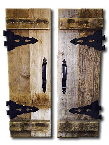 Barn Wood Rustic Decorative Shutter Set of 2 With Hinges | Amazon (US)