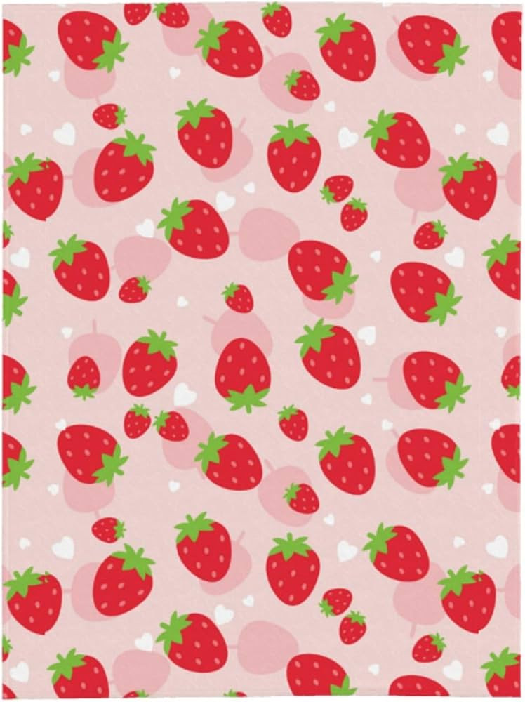 Red Strawberry Throw Blankets All Season Ultra Soft Warm Fleece Blanket for Home Bed Sofa Couch C... | Amazon (US)