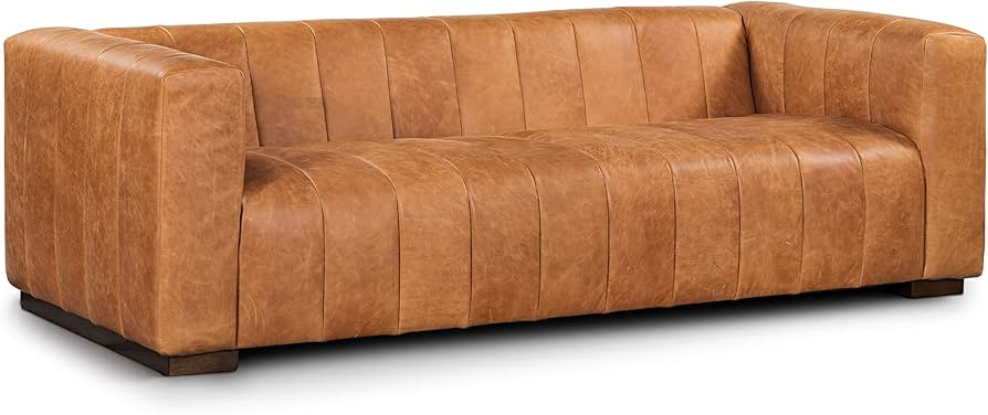 POLY & BARK Canale 86" Sofa in Full-Grain Pure-Aniline Italian Leather in Cognac Tan | Amazon (US)