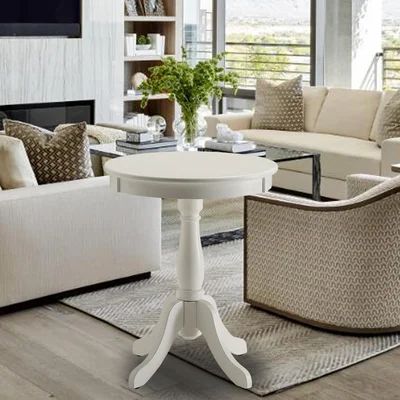 Layne Pedestal End Table Canora Grey Color: White | Wayfair North America