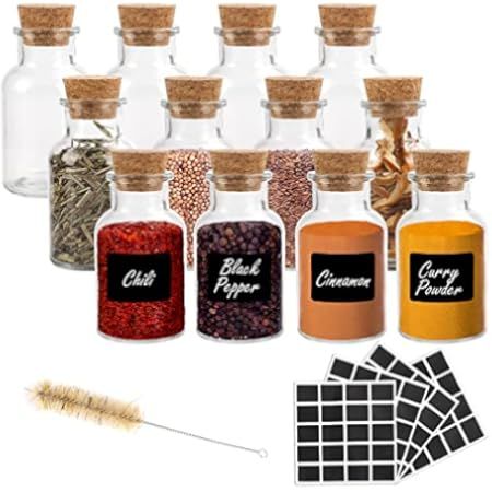 CUCUMI 24pcs 150ml Glass Spice Jars Glass Spice Bottles Reusable Glass Containers with Cork, 120pcs  | Amazon (US)