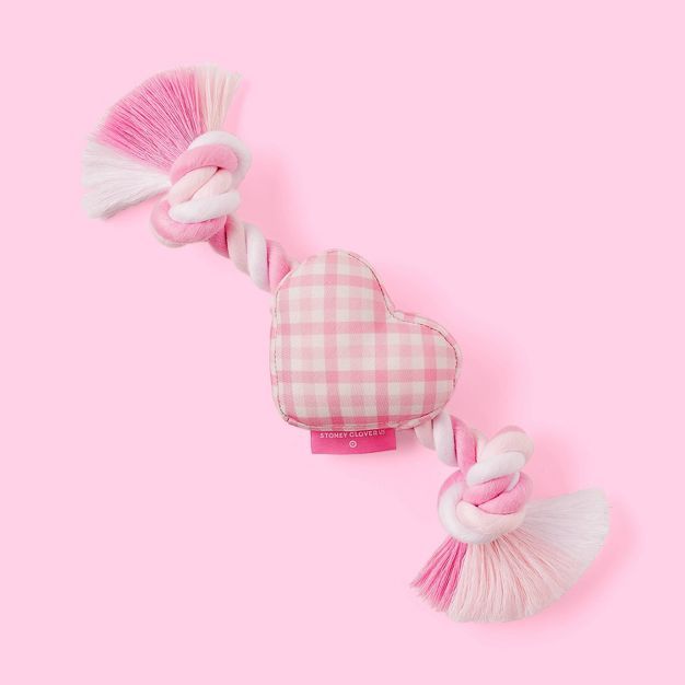 Small Plush Gingham Heart &#38; Rope Dog Toy Pink - Stoney Clover Lane x Target | Target
