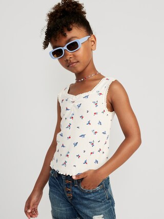 Sweetheart Lace-Trim Printed Tank Top for Girls | Old Navy (US)