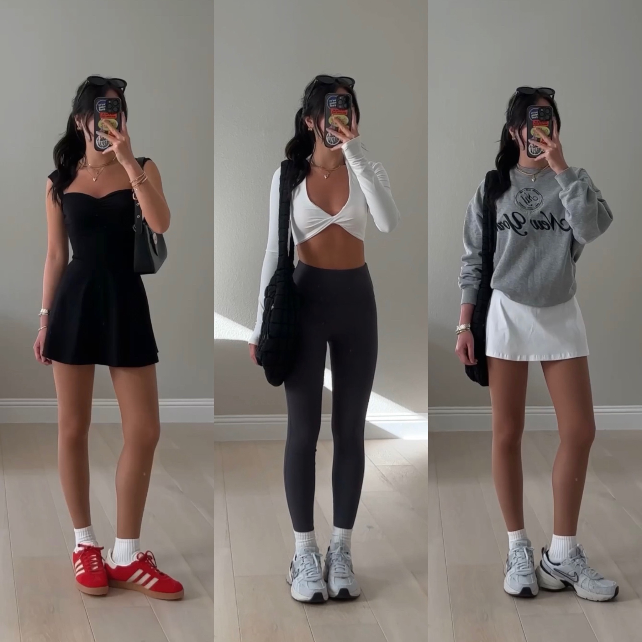 outfits with garage active / off duty collection:
dress size xxs
white top / shrug size xxs 
leggings size xxs
sweatshirt size xs
skirt size xs (but should’ve got xxs)

#LTKSaleAlert #LTKActive #LTKSummerSales