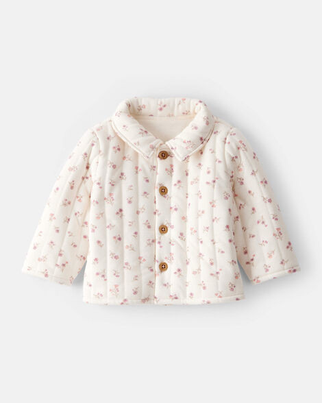 Baby Girl Floral Quilted Sweater - Cream | Carter's Inc