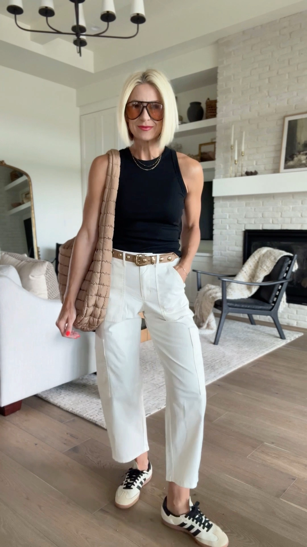 Flattering, wear-with-anything , budget friendly white pants! I love these for summer with a simple tank, tee or sweater. Elevated each look with a belt or bag AND my fave new 2 pack of Amazon sunglasses.😎 
Sizing: 
Tanks: tts, wearing a medium 
Pants: tts, wearing a 4
Belt: fits big, go down a size 
adidas: go down 1/2 size
Sandals: fit tts
Mesh flats: fit tts#LTKSummerEdit 

#LTKFindsUnder50 #LTKOver40