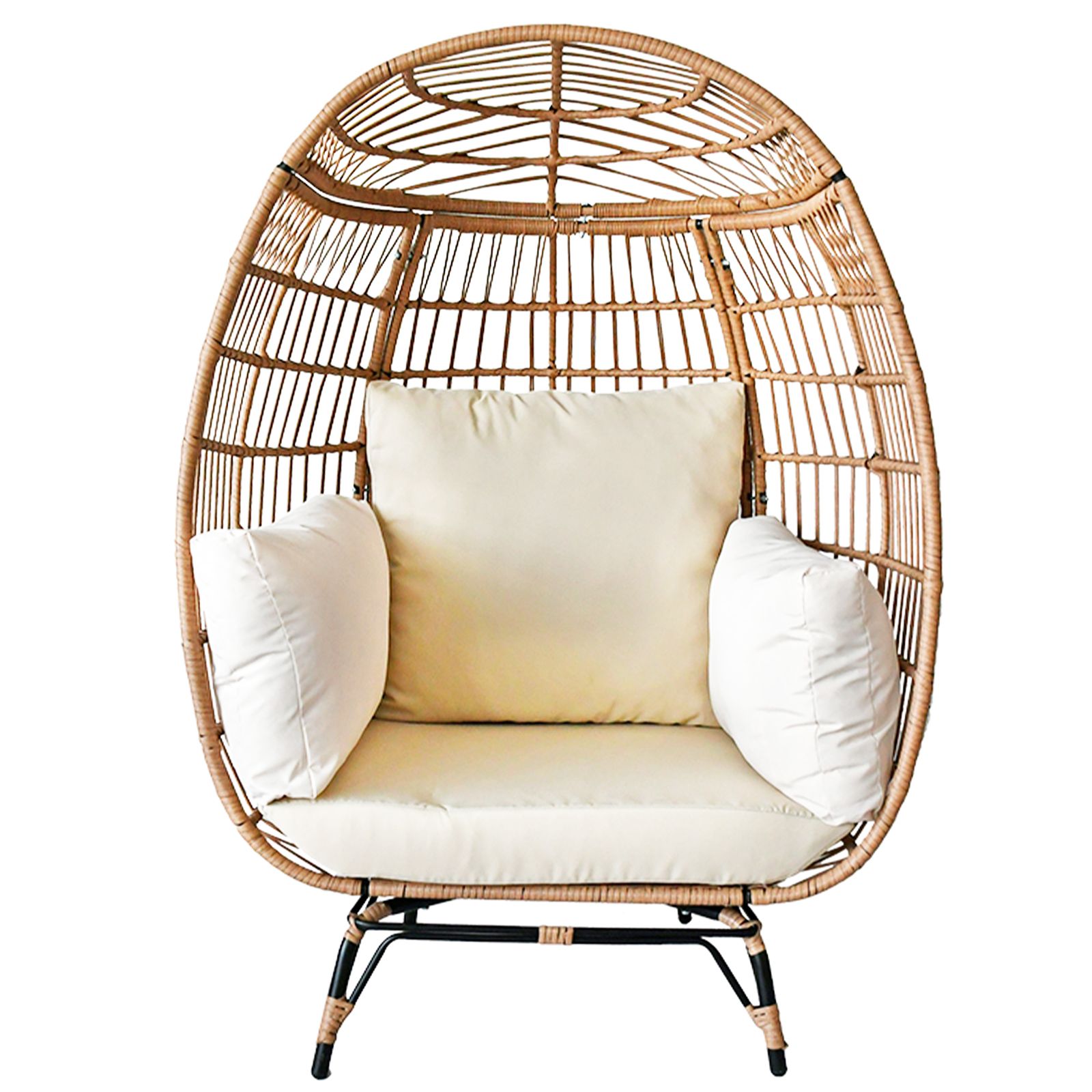 SUGIFT Wicker Egg Chair Oversized Indoor Outdoor Patio Lounger with Steel Frame, 440lb Capacity, ... | Walmart (US)