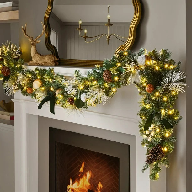 Member's Mark 9' Evergreen Pre-Lit Decorated Garland | Sam's Club