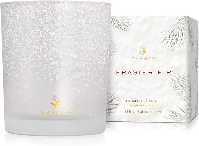 Thymes Frasier Fir Flocked Jar Candles – Holiday Scented Candles for Home with Notes of Crisp S... | Amazon (US)