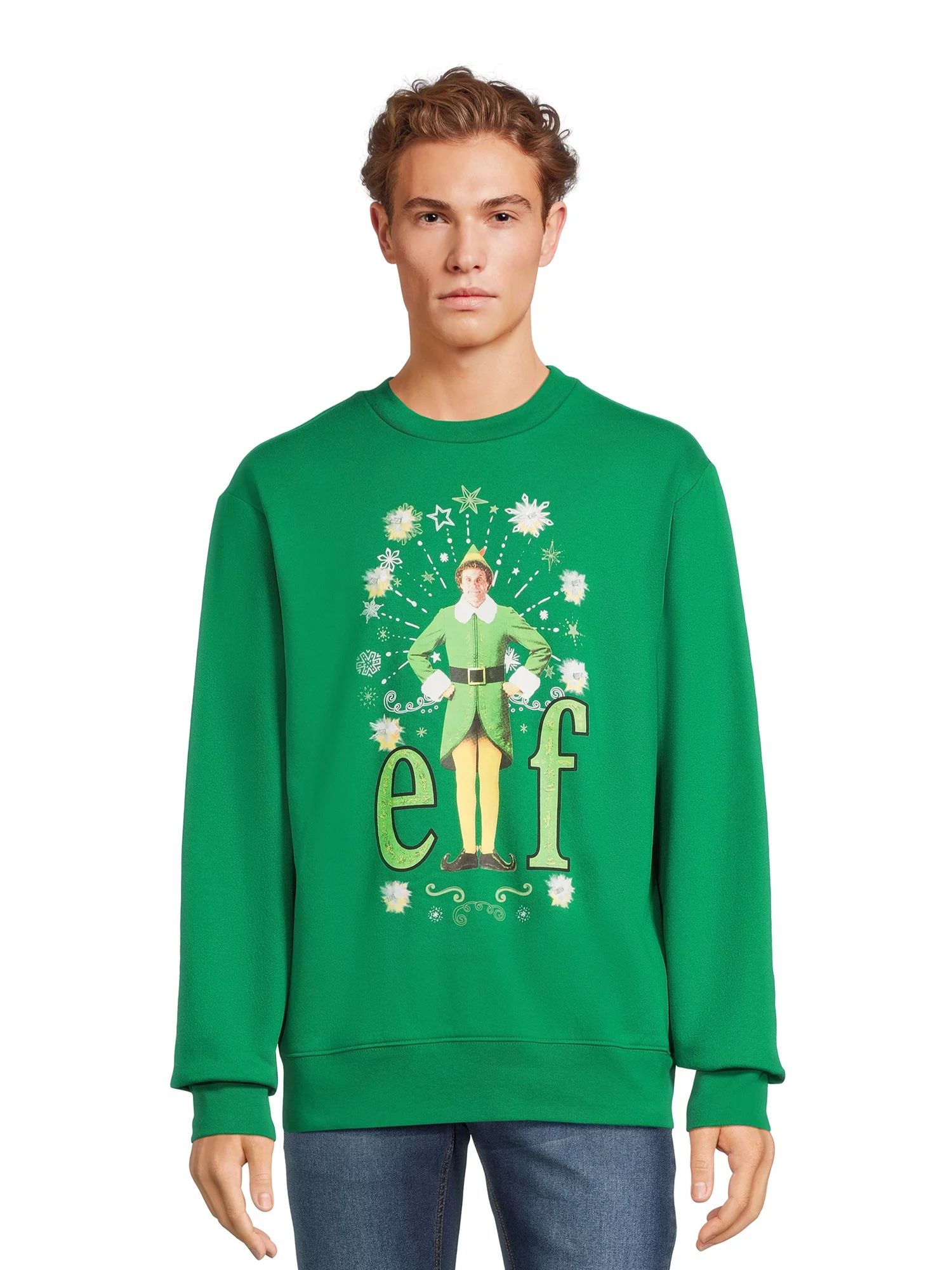Elf Men's Light Up Christmas Sweater with Long Sleeves, Sizes S-3XL | Walmart (US)