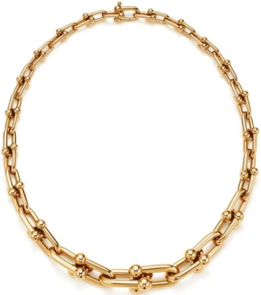 18K Gold Plated Necklace For Women, Graduated Link Necklaces Chunky Chain Choker Jewelry 18" Long | Amazon (US)