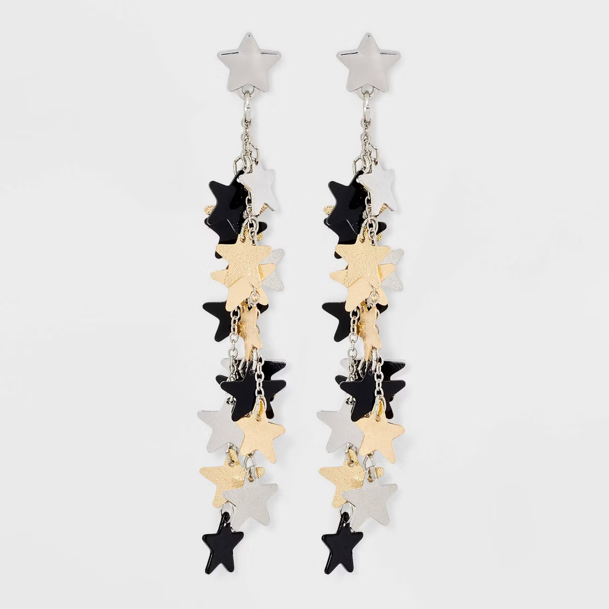 New Years Holiday Multi Star Linear Earrings - Silver/Gold | Target