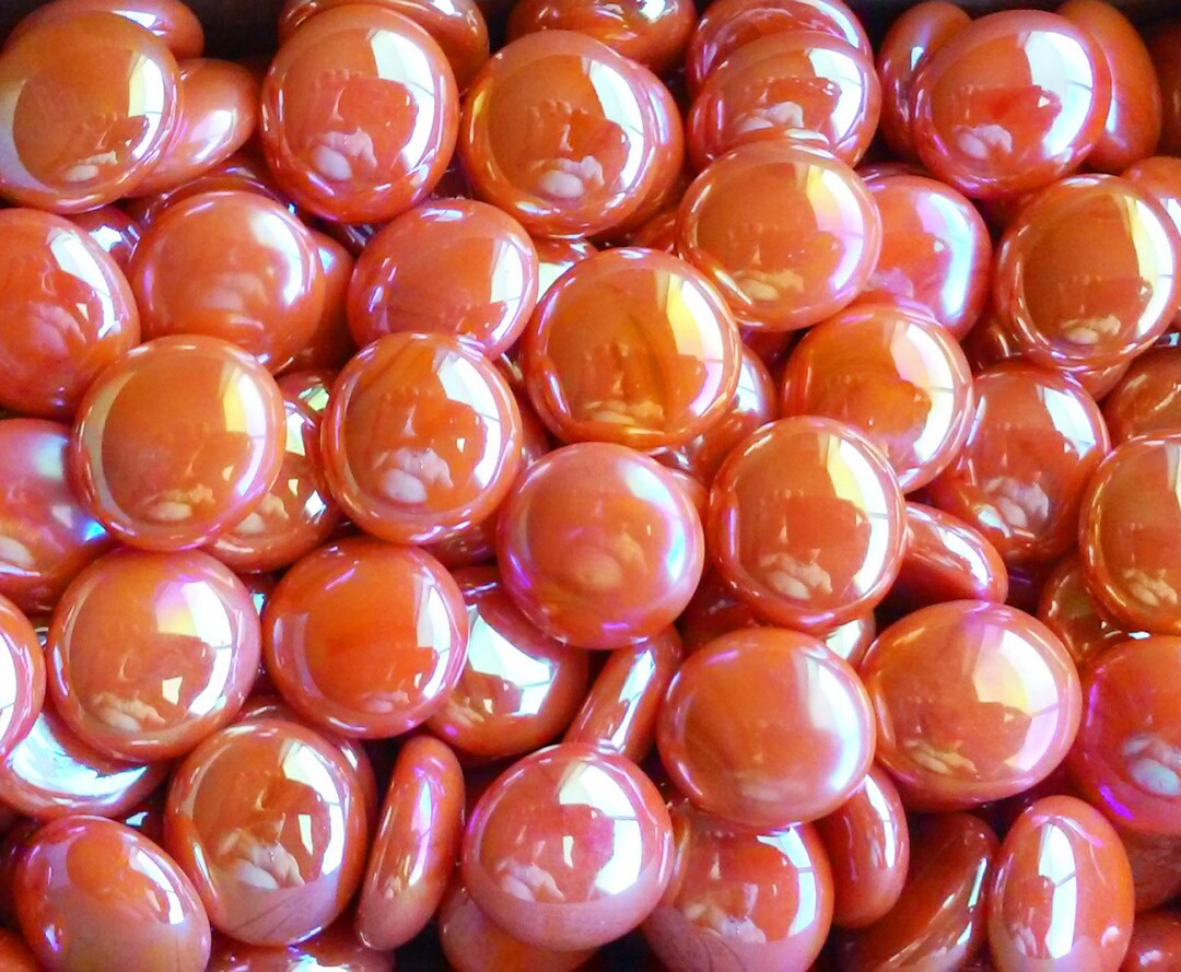Creative Stuff Glass - 50 Opal Orange Irid Med Glass Gems Stones, Mosaic Pebbles, Centerpiece Fla... | Etsy (US)