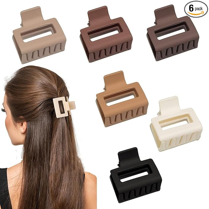 6 Pack Claw Clips Hair Clips for Women Girls Medium Rectangle 2 Inch Small Hair Clips for Thin or... | Amazon (US)