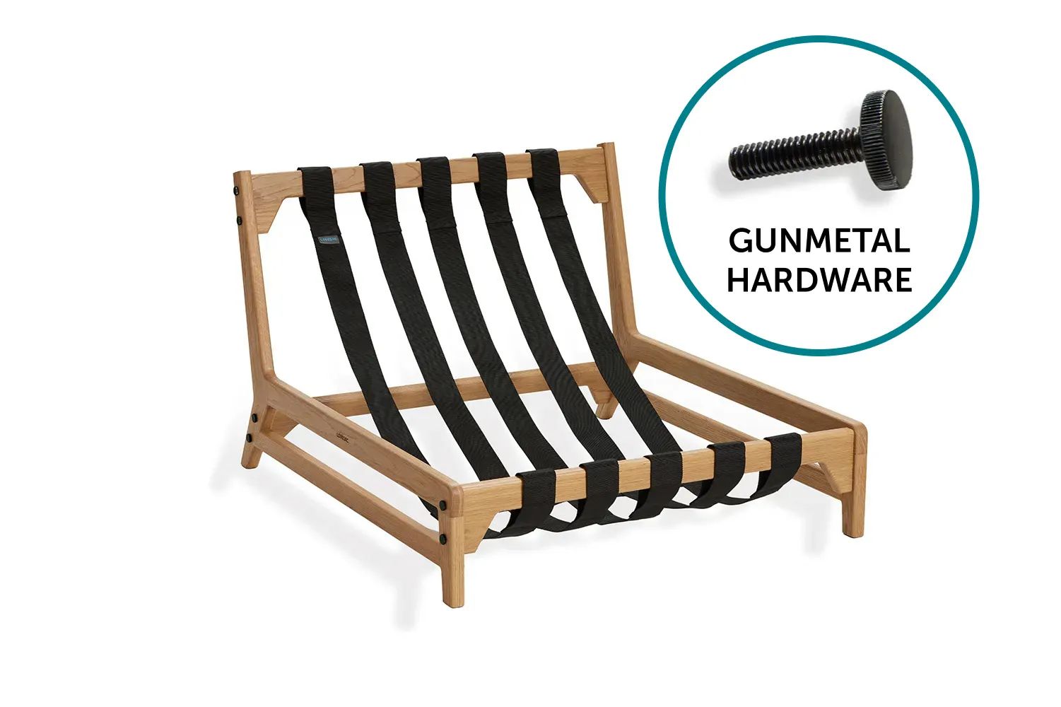 PillowSac Accent Chair Frame: Black Webbing & Gunmetal Hardware | Lovesac