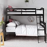 Dorel Living Brady Solid Wood Bunk Beds Twin Over Full with Ladder and Guard Rail, Black | Amazon (US)