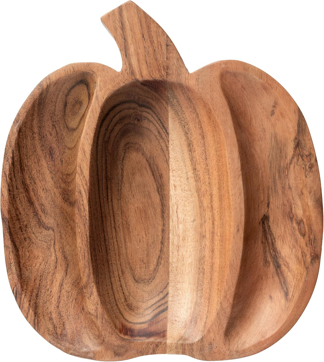 Karma, Acacia Wood Shaped Serving Bowl, Shaped Wooden Compartment Divided, Wood Accent-Plates Divided Dessert Dish Serving Trays Platters, Pumpkin | Amazon (US)