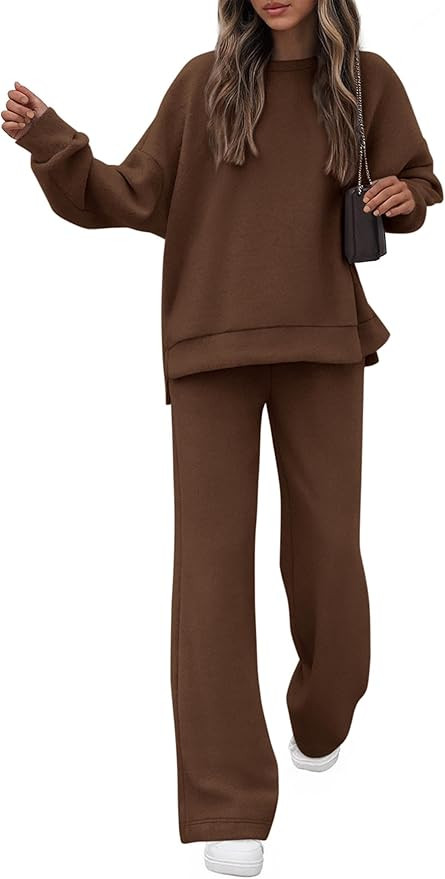 KIRUNDO Fall Sweatsuits Women 2 Piece Outfit Lounge Sets 2025 Matching Airport Oversized Sweatshi... | Amazon (US)