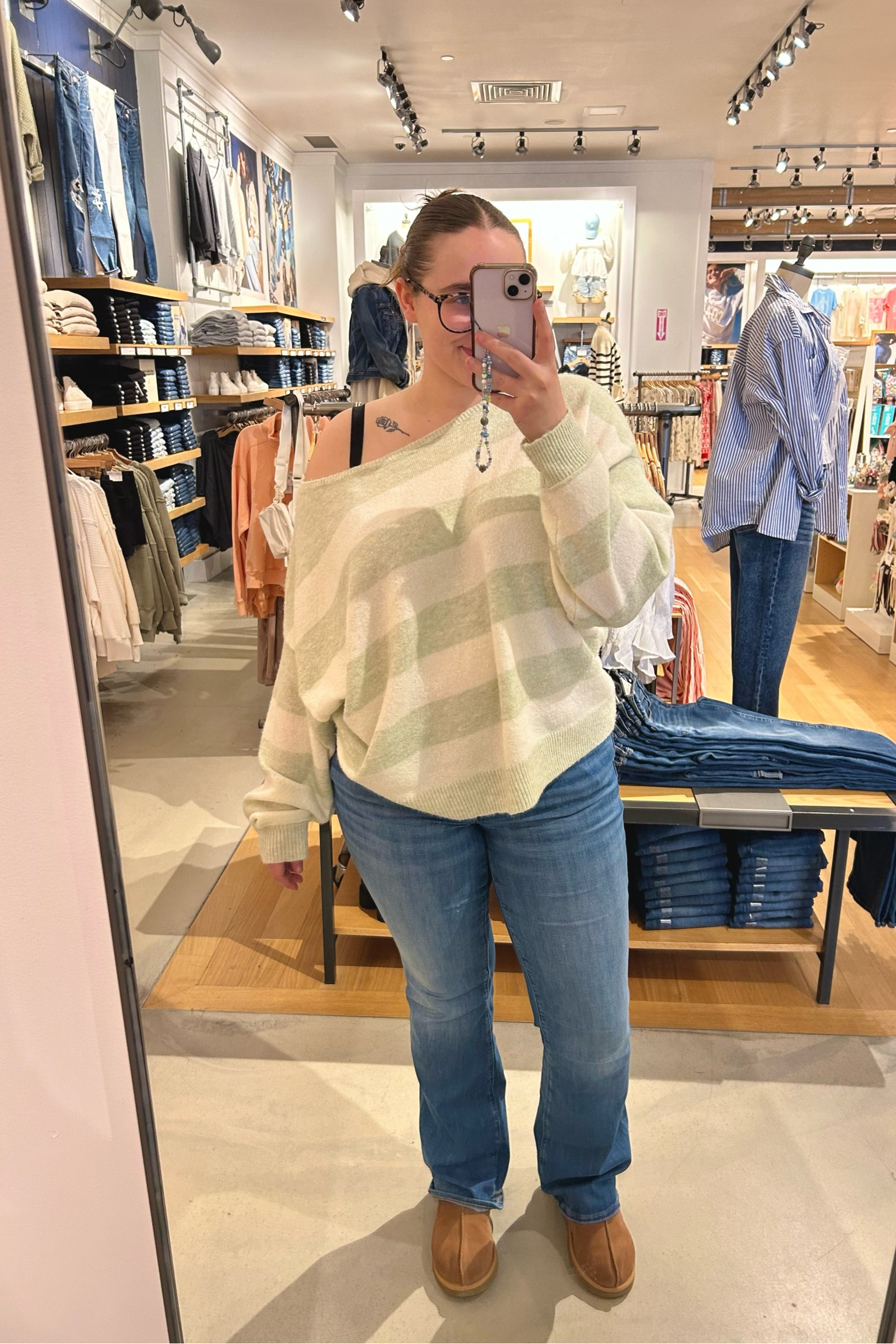 off the shoulder sweater outfit 💗 
wearing size XL in top & 12 long in jeans 

#LTKfindsunder100 #LTKfindsunder50 #LTKmidsize