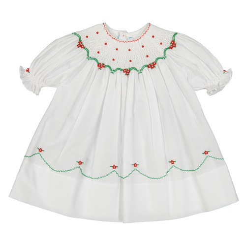 Short Sleeve Holiday Pearl Flower Bishop Dress | Feltman Brothers
